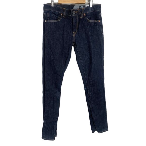 Volcom Vorta Slim Straight Fit Denim Dark Wash Blue Jeans Stretch Men's Size 28 - Picture 1 of 8